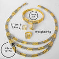 Vintage Statement Retro Multi-Layer Square Piece Spliced Necklace Bracelet Set Earrings Ring Set Two-Tone Design Detail Jewelry