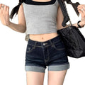 hot girl tight-fitting hip-hugging denim shorts for women in summer slimming high-waisted trendy bra