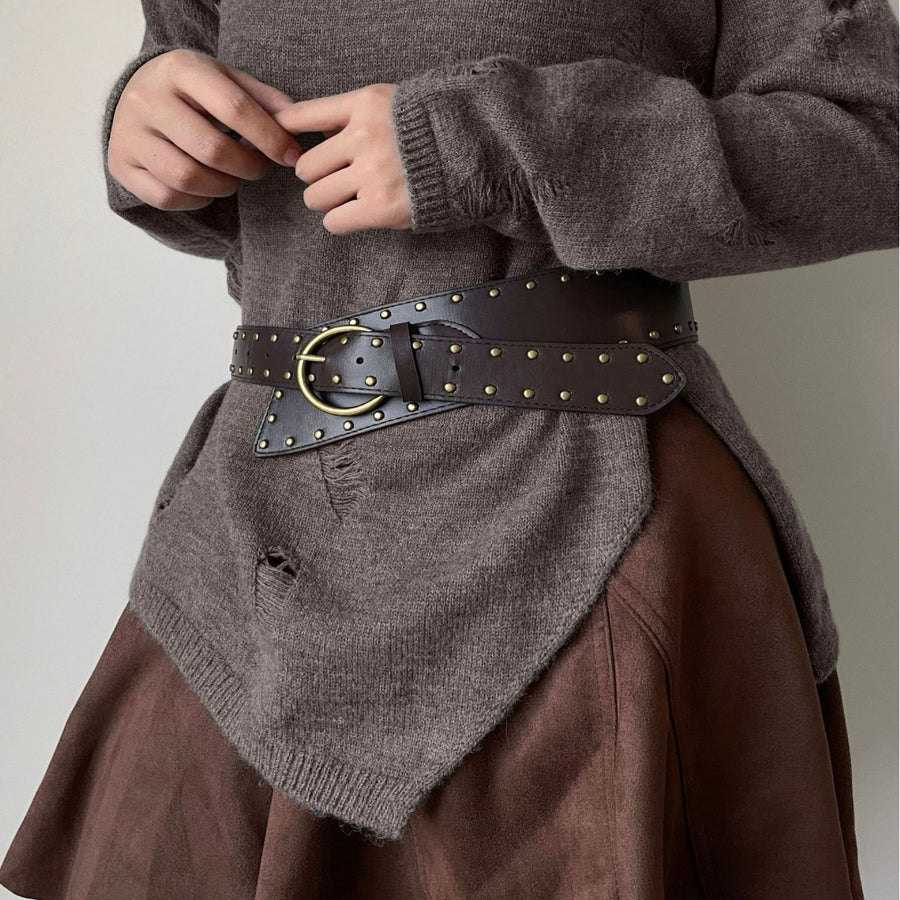 Punk Studded Leather Belt - view 2