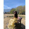 French Yellow Camisole Loose A-Line Long Dress