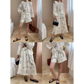 New Chinese Retro Tie-Front Floral Fringe Skirt + Shirt + Shorts 3-Piece Set