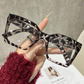Contrast Square Big Frame Plano Women Overseas Influencer Style Blue-Light Glasses Simple Versatile Bare Face Glasses Frame