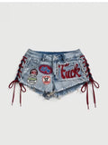 Trendy Retro Tie-Front Printed Shorts + Top 2-Piece Set