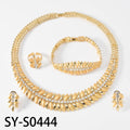Western Luxury Cubic Zirconia Leaves Jewelry Set Wedding Accessory Full Diamond Cubic Zirconia Bride Set Jewelry Set