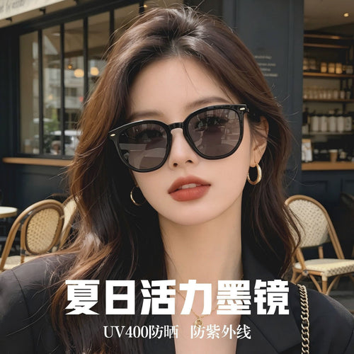 Ultra-Light Plate HD Nylon Square 9207TY Retro Tortoise Shell UV-Proof Women Sunglasses Bare Face Glasses