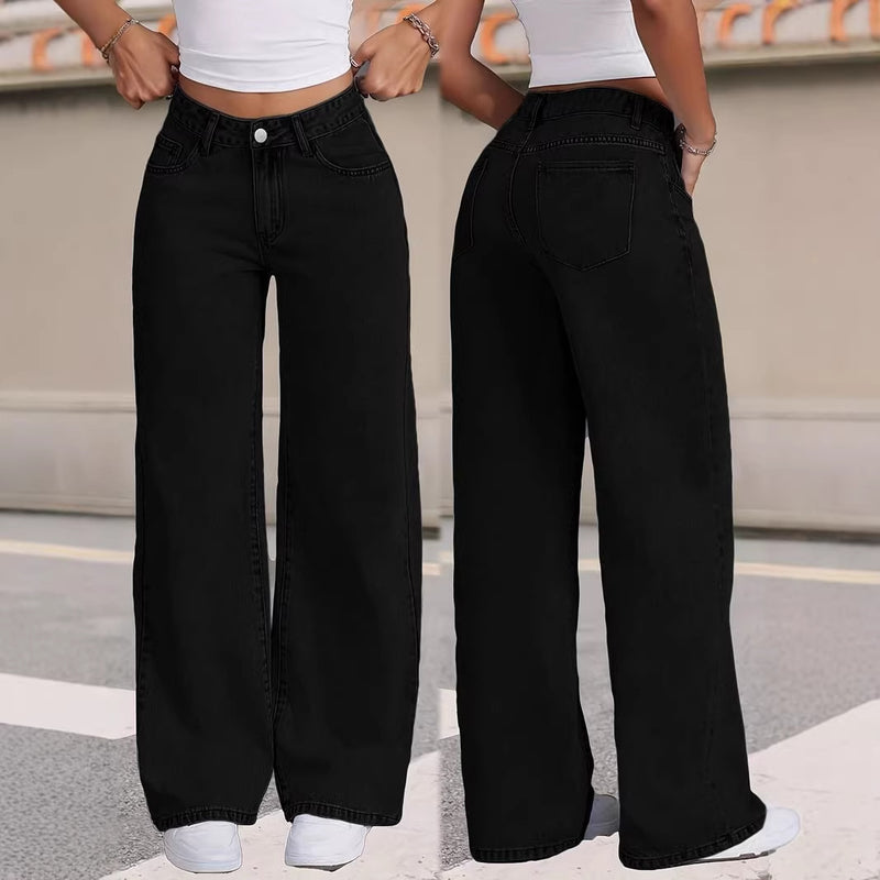 High Waist Drapey Loose Straight Leg Wide Leg Pants + Pants