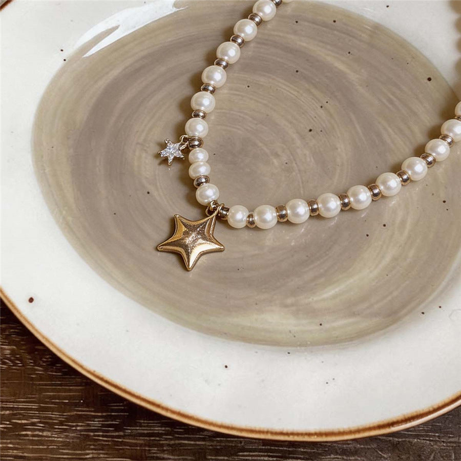 French Star Pendant Pearl Necklace - view 7