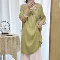 New Chinese Style Modified Cheongsam Dress, Cotton Linen Embroidery Tea Dress