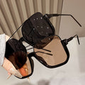 Oversized Women Sunglasses Premium Square Pair Bridge Pilot Sunshade Glasses UV-Proof Face-Slimming Sunglasses