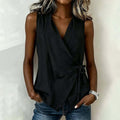 Spring-Summer Casual Sleeveless Tie-Front Shirt