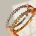New Four Leaf Clover Heart Snake Chain Cubic Zirconia Fashionable Personality Versatile Rivet Bangle Women Light Luxury Premium Hand Jewelry