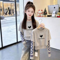 Girls' Faux Layered Crew Neck Long Sleeve T-Shirt