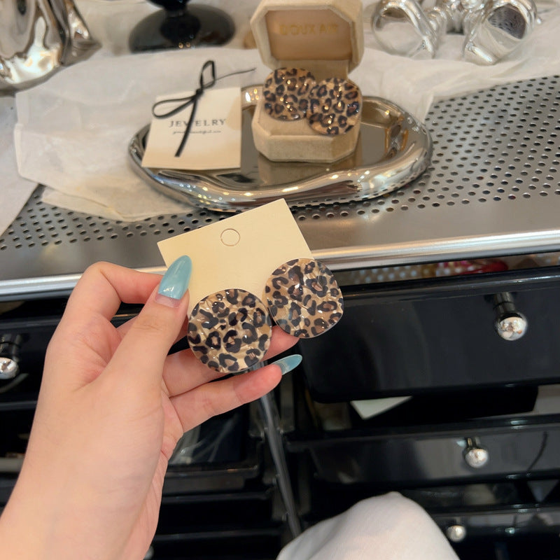 Vintage Leopard Print Square Stud Earrings - view 3