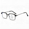 Men Formal Black Gold Square Frame Progressive Photochromic Reading Glasses Distance-Near Dual Anti-Blue Elderly Reading Glasses
