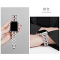 Tweed Style Rhinestone V Lettering Heart Band Fits Apple watch8-1 Third Gen Metal Apple Band