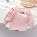Girls' Lace Trim Puff Sleeve Base Layer T-Shirt