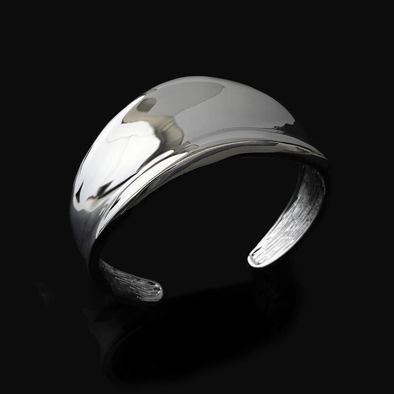 Silver-Tone Irregular Curved Cuff Bracelet - view 2