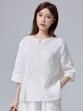 Women's Summer Zen Ethnic Linen 3/4 Sleeve 2-Piece Set 2026 | 2 Piece Outfit Set - Gray Set