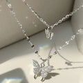 Amazon Style Elegant Minimal Choker Clavicle Chain Exquisite Size Full Diamond Butterfly Double-Layer Necklace Women N6161