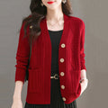 Women's Fall-Winter Fashion Knit Wool Loose Sweater + Cardigan + Jacket 2026 - Green