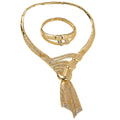 Overseas Middle East Coated 18K Gold Cutout Necklace Earrings Set Ring Bracelet Set Dubai Western Bride Wedding Jewelry