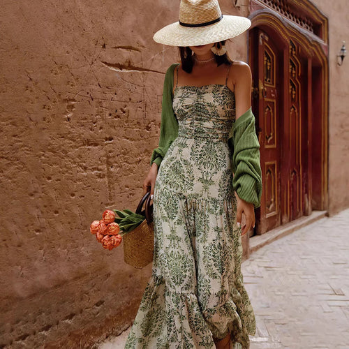 Women's Slim Strappy Seaside Vacation Maxi Dress