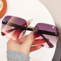 New Overseas Rimless Beveled Women Ocean Lens Sunglasses Fashionable Big Frame Sunshade UV-Proof Sunglasses Wholesale