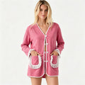 Casual Fashion Long Sleeve Patchwork Fringe Cardigan + Shorts Set