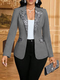 Women's Elegant Versatile Lapel Collar Sequin Blazer 2026 - White