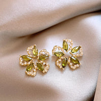 Size 1 银针 - Gold - Green - 镂空花朵