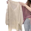 Women's Spring-Summer Fashion Relaxed Hollow-Out Lightweight Loose Knit Top 2026 - Rose Pink