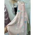 Slimming Crew Neck Ruffle Embroidered Dress, Wholesale