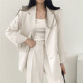 Women's Fall Korean Casual Petite Blazer Set 2026 | 2 Piece Outfit Set - Camel Pants