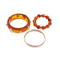 Vintage Gold Flower Width Edge Bangle Women Multi-Layered Wear Vacation Breeze Bracelet Exquisite Fashionable Hand Jewelry