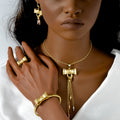 Western Fashionable New Overseas Bow Fringe Pendant Necklace Bracelet Set Earrings Ring INS Breeze Jewelry Set