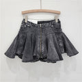 Patchwork Pleated Ruffle Skirt + Short Skirt