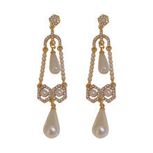 Pearl Flower Rhinestone Tassel Earrings - view 5