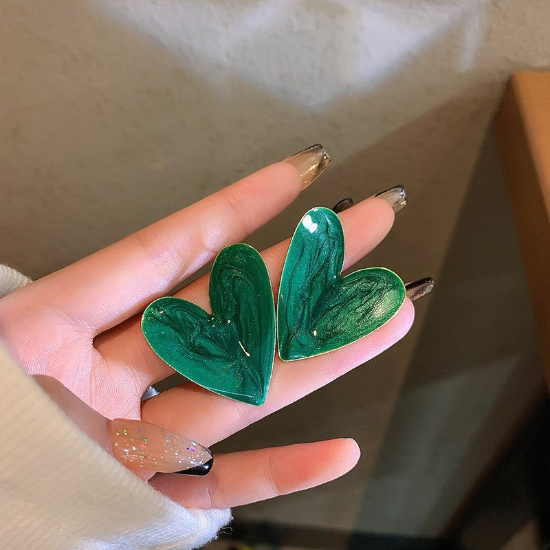 Green Floral Silver-Post Stud Earrings – Korean-Inspired Style - view 9