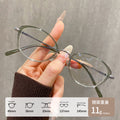 Beesfen M6212Y Ultra-Light Titanium Frame Retro Cat-Eye Glasses Frame Bare Face Cold Tea Small-Frame Book Nerd Glasses Wholesale