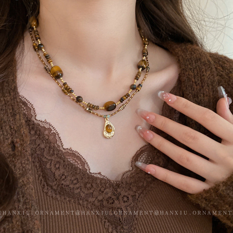 Vintage Oval Tiger's Eye Necklace - view 3