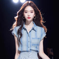 Summer Slimming Designer Short Sleeve Loose Wide Leg Shirt 2-Piece Set