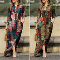 Women's Casual Lapel Collar Printed Floral Long Dress + Shirt + Skirt 2026 - Blue