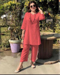 Women's Spring-Summer Ethnic Sporty Plus Size Long Sleeve Loose Set 2026 - White