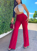 Casual Fashion High Waist Fitted Wide Leg Pants