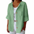 Summer Retro Fashion Linen Cotton Short Sleeve Loose Cardigan + Shirt