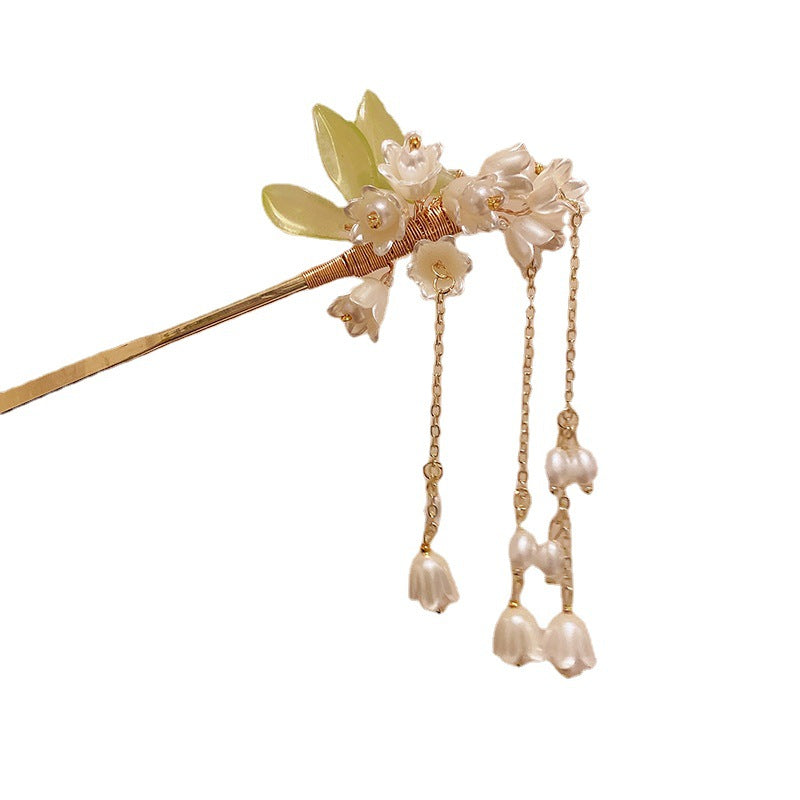 Chinese-Style Jade Rabbit Floral Hair Stick - view 5