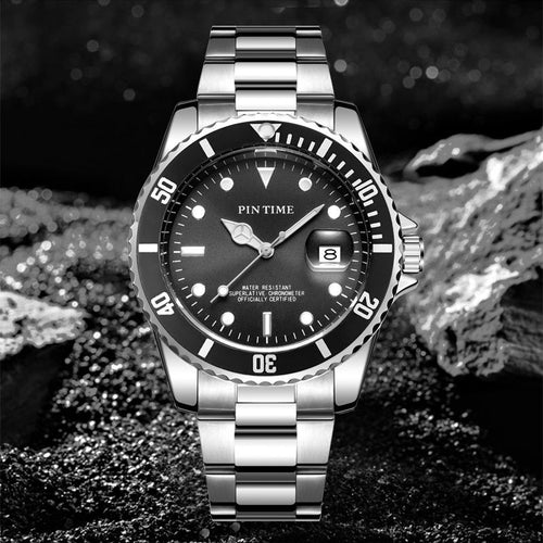 PINTIME Submariner Style Mens Watch Wholesale Drop Ship Overseas Quartz Premium Formal Watch Men Niche Waterproof
