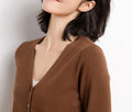 Women's Fall Artistic Fashion Knit Wool Long Sleeve V-Neck Loose Sweater + Cardigan + - Blue