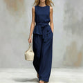 Spring-Summer Casual Sleeveless Belt Pants + Top 2-Piece Set