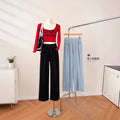 Spring-Summer Korean Casual Tencel High Waist Drapey Lightweight Wide Leg Pants